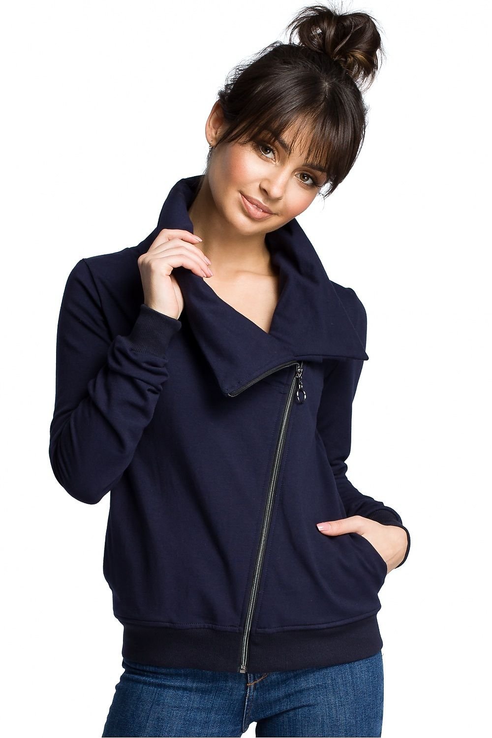ModeGeist | Asymmetrisches Sweatshirt mit Hohem Kragen Weich und Trendy Moderner Look