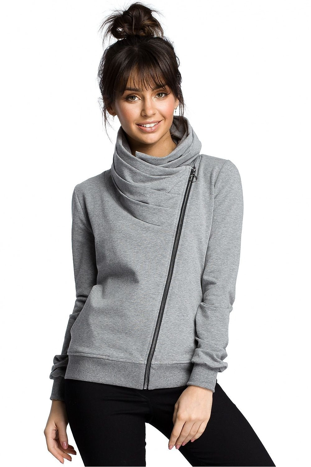 ModeGeist | Asymmetrisches Sweatshirt mit Hohem Kragen Weich und Trendy Moderner Look