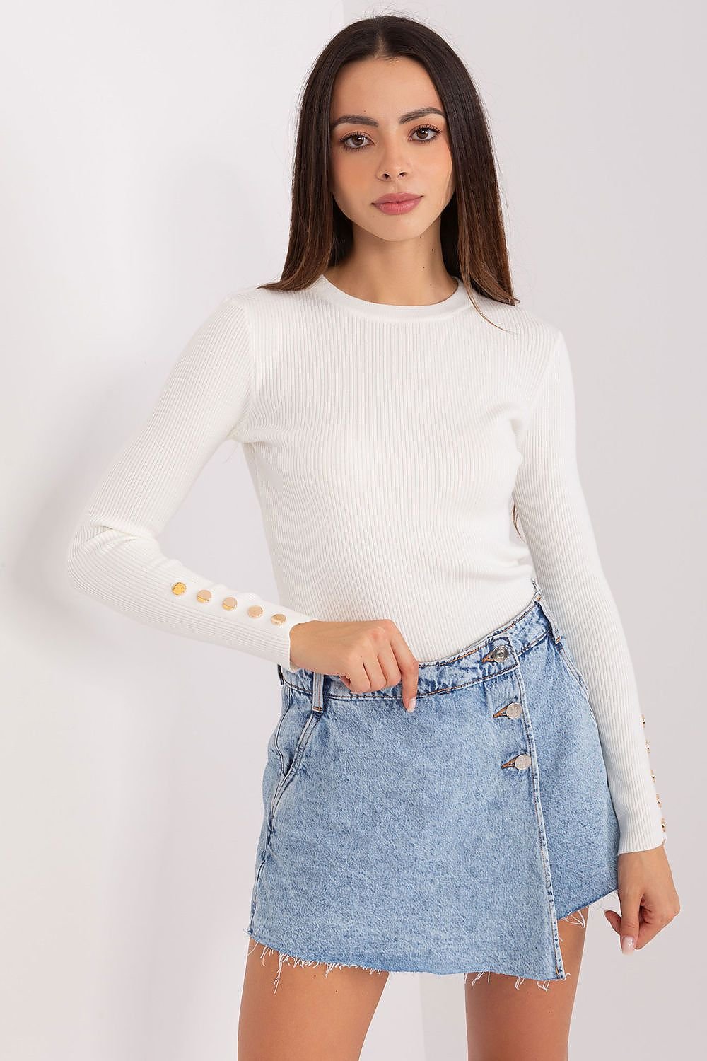 ModeGeist | Rippstrick Bluse mit Knöpfen Weich und Elegant Zeitloses Aussehen