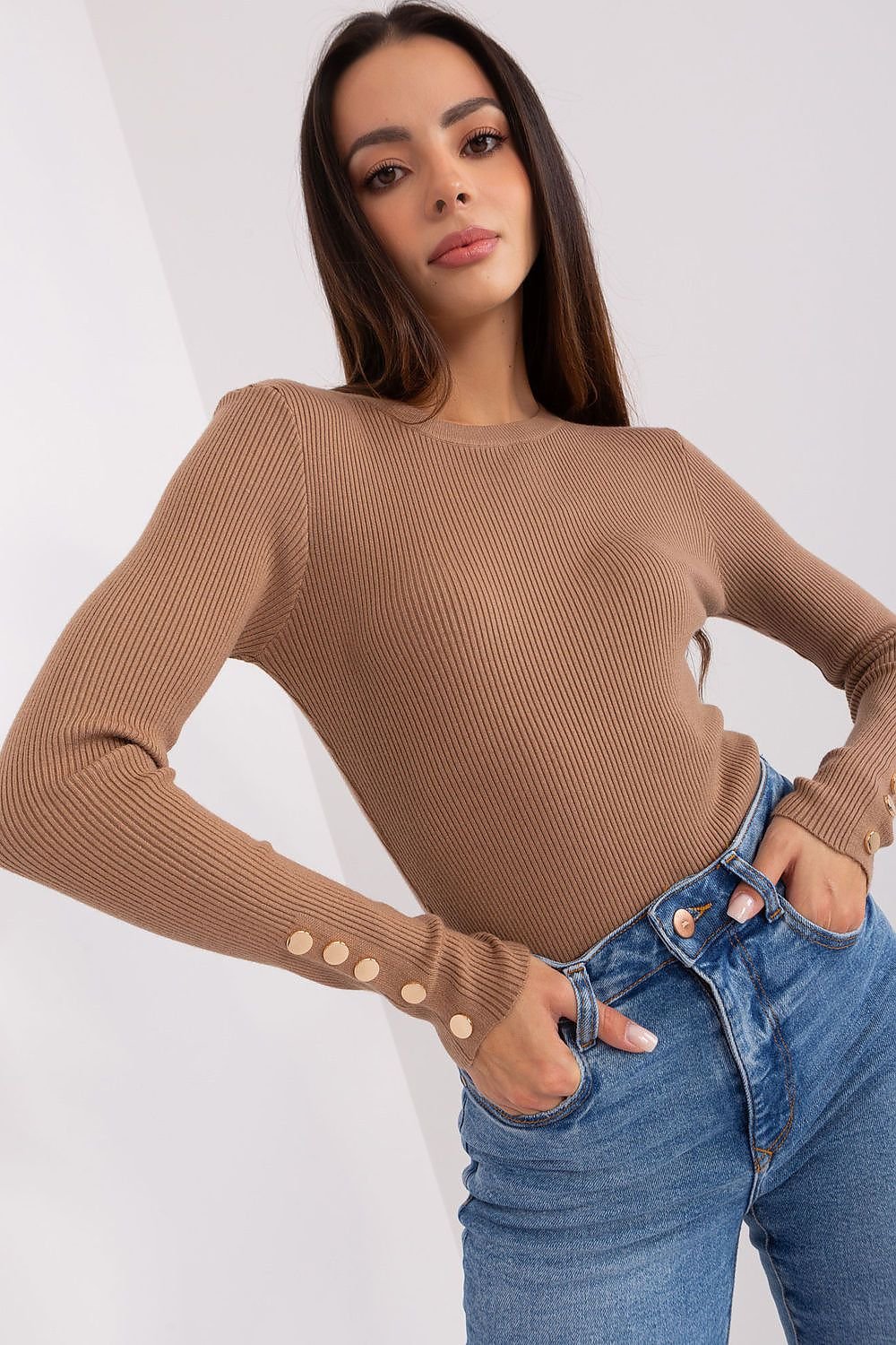 ModeGeist | Rippstrick Bluse mit Knöpfen Weich und Elegant Zeitloses Aussehen