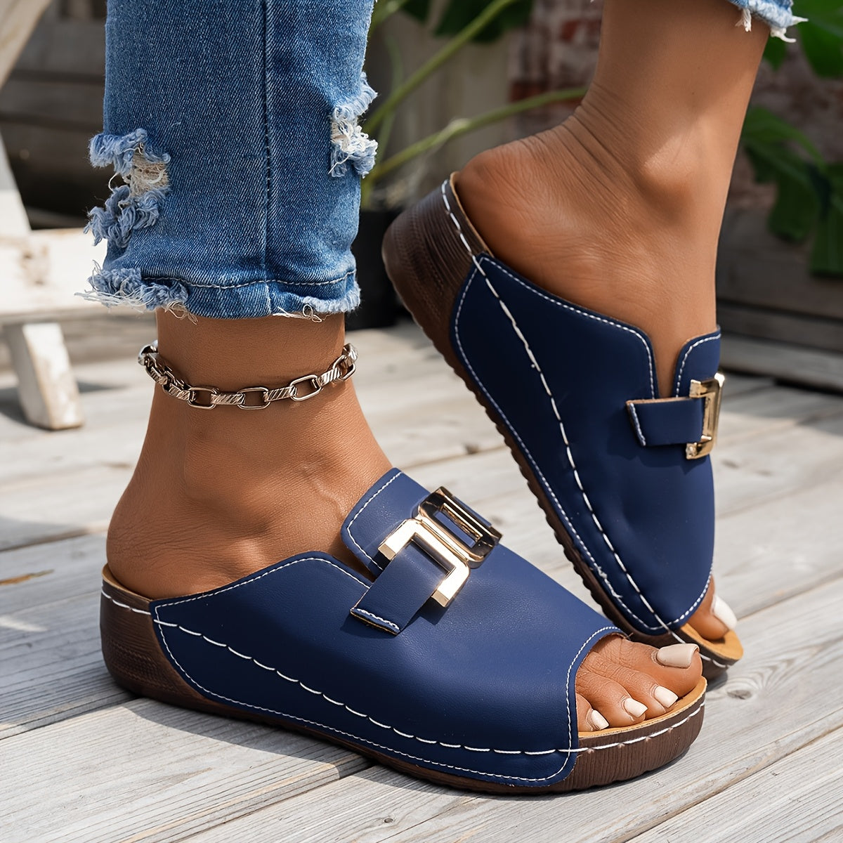 MODEGEIST Damen Casual Sandalen Verstellbare Riemen Komfortsohle