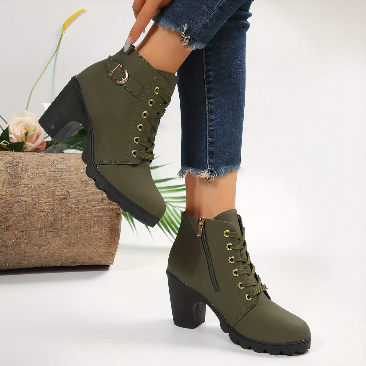 Irene - Stiefeletten mit Absatz und Schnürung