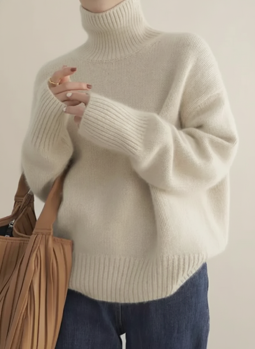 MODEGEIST Damen Rollkragenpullover Weiche Strickware