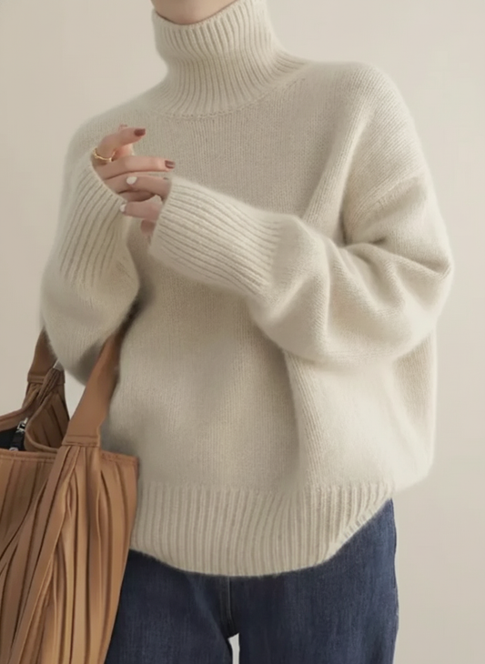 MODEGEIST Damen Rollkragenpullover Weiche Strickware