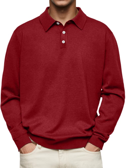 Dalvin – Casual und komfortables Langarm-Polohemd mit Revers