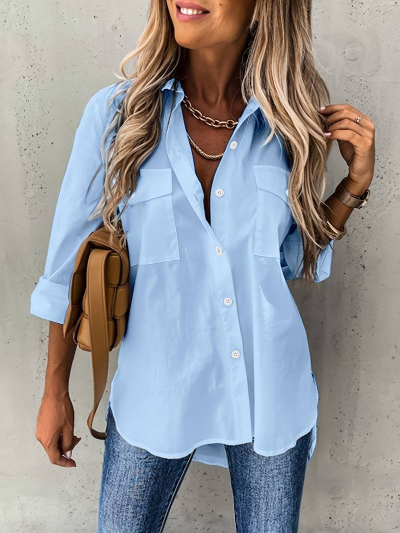 Weiße Iria Bluse mit Knöpfen