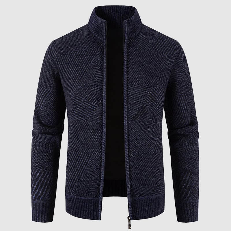 ModeGeist | Herren geometrisches Strick-Cardigan-Jacke
