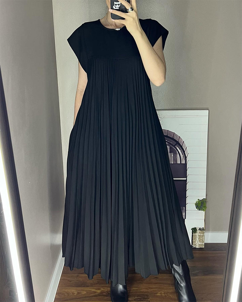 MODEGEIST Damen Maxi-Kleid Plissiert Fließend Elegant Vielseitig