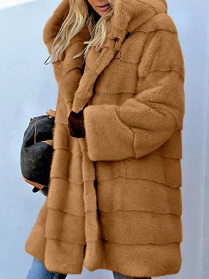 ModeGeist | mit Kapuze Aus Kunstfell Offener Parka Vorne
