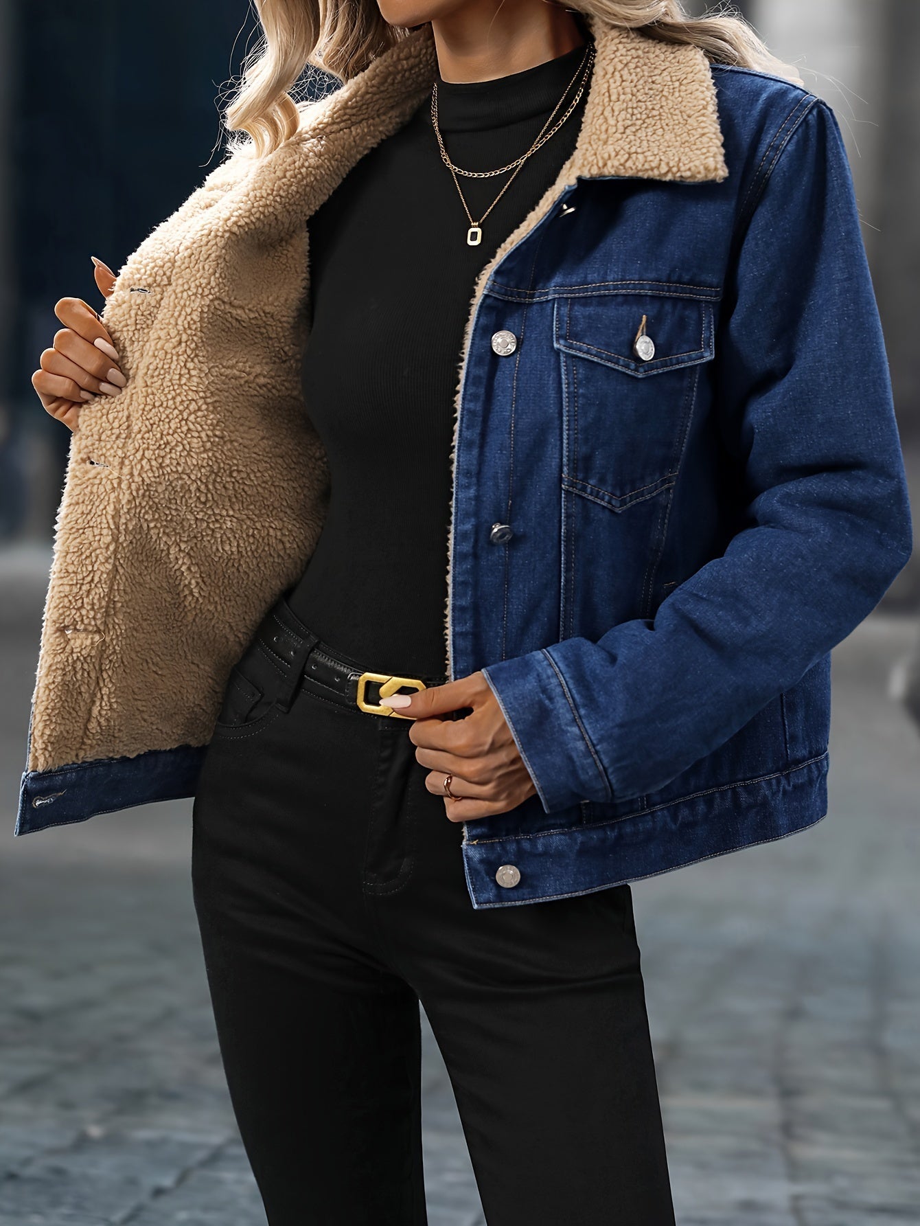 ModeGeist | Denimjacke mit Sherpa-futter Baumwolle/polyester Winterbereit und Modern