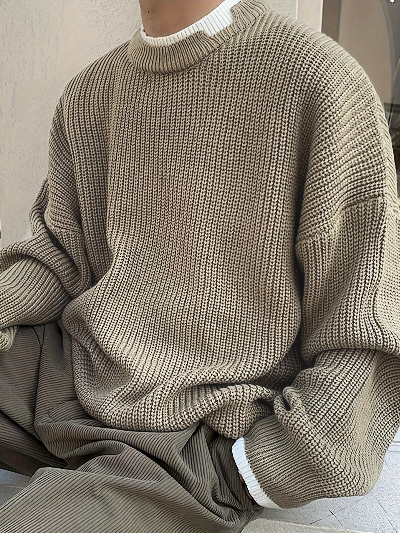 ModeGeist | Überdimensionierter Strickpullover Acryl Lässig und Warm