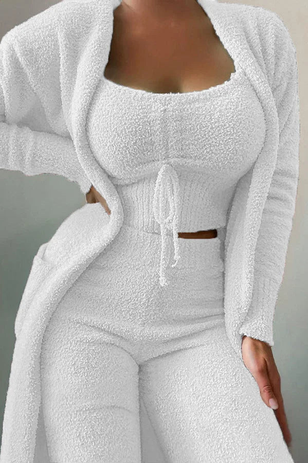 Damen-Pyjama aus Fleece in 3 Teilen, bequem und von Frauke