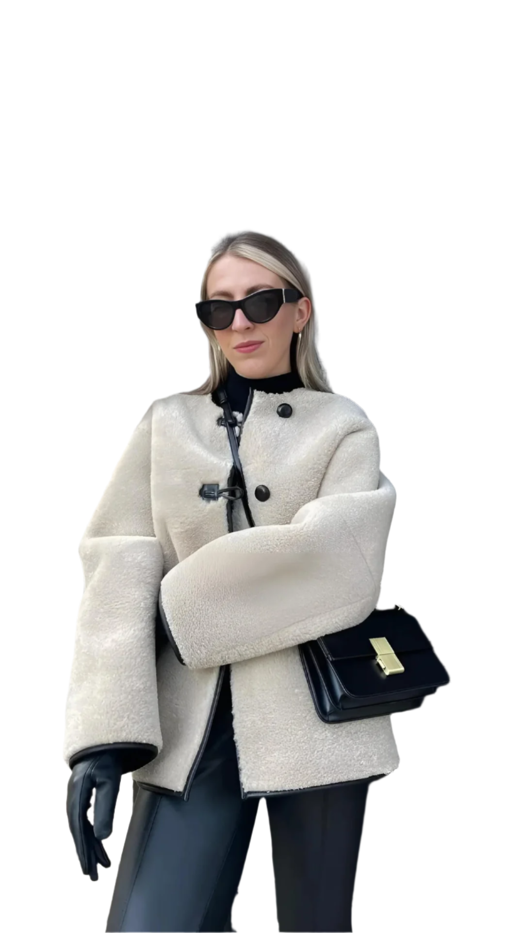 ModeGeist | Leder Damenjacke mit Kunstpelz