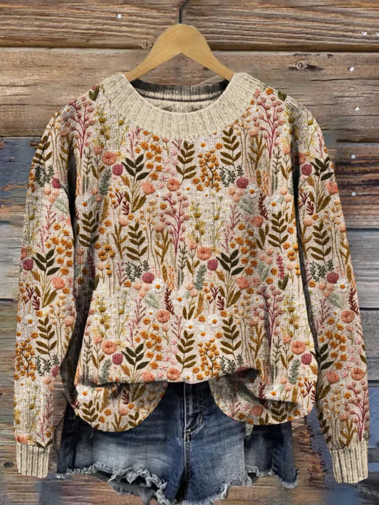 ModeGeist | floraler Strickpullover für herbstliche Lagenlooks