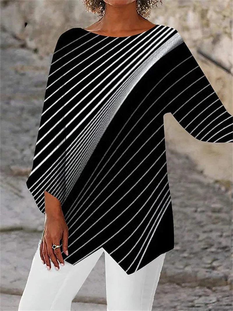 Langarmshirt mit Rundhalsausschnitt und geometrischem Muster von Fudus