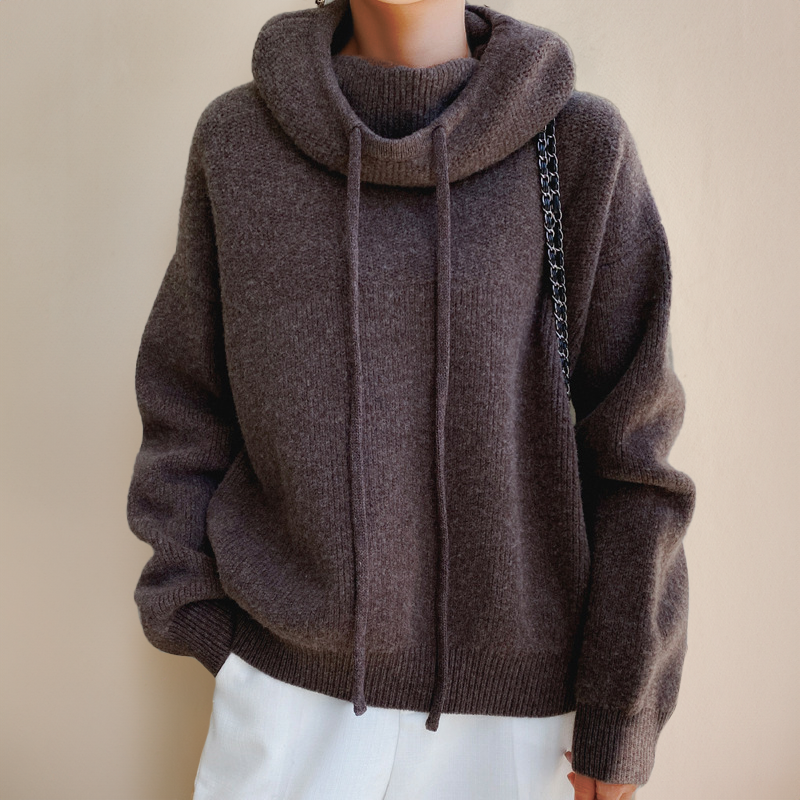 Amalie:  Cooler Damen-Strickpullover mit Kapuze