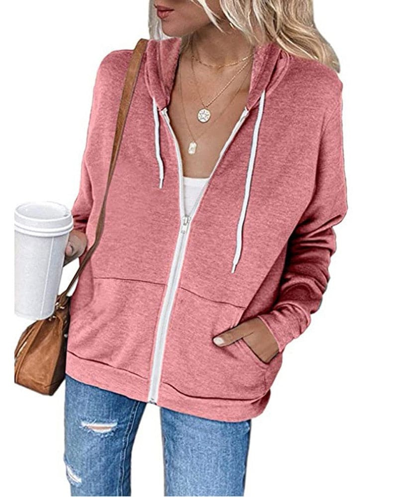Schwarzer Damen Kapuzenpullover mit Reißverschluss von Fudus