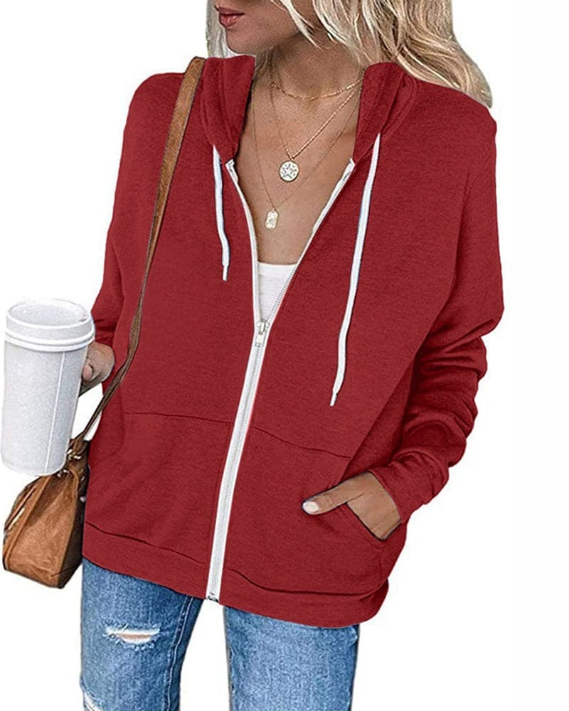 Schwarzer Damen Kapuzenpullover mit Reißverschluss von Fudus