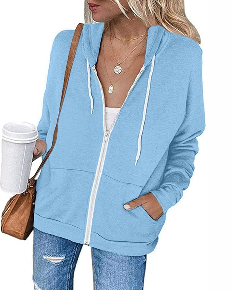 Schwarzer Damen Kapuzenpullover mit Reißverschluss von Fudus