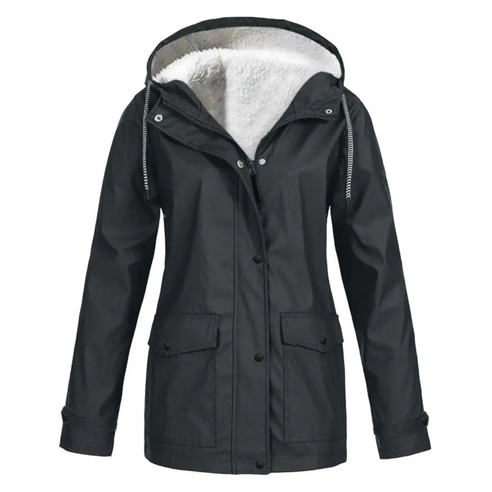 ModeGeist | Parka Jacke - Kunstfell Gefüttert - mit Kapuze und Kordelzug - Warm Isoliert