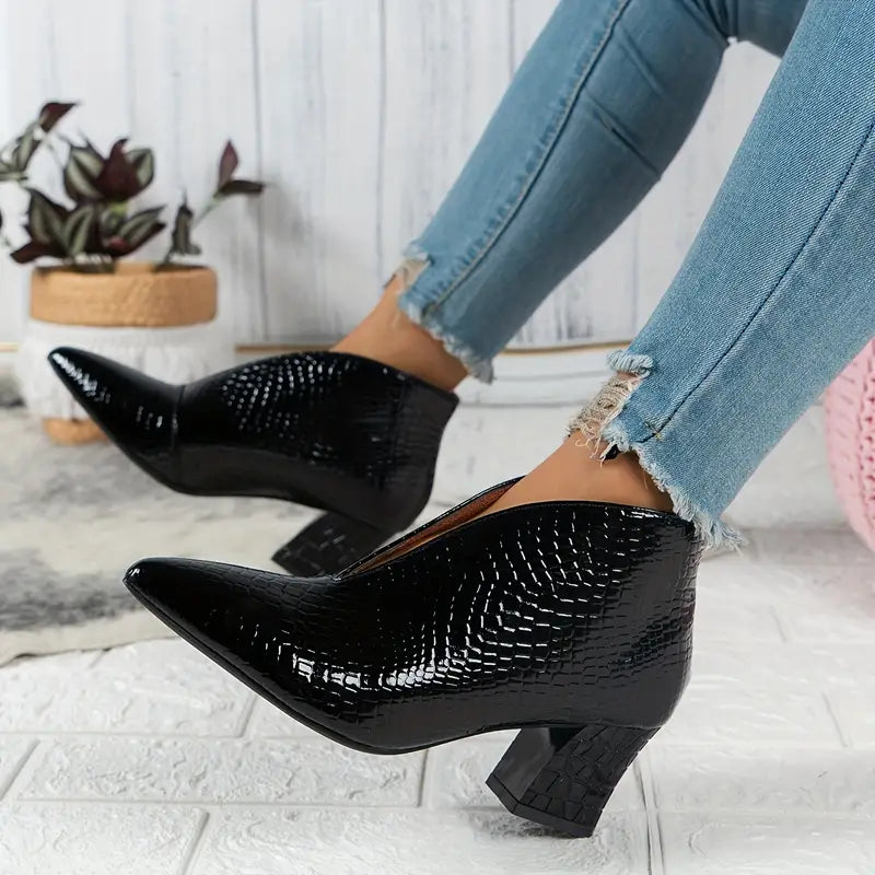 MODEGEIST Damen Ankle-Boots strukturiert Blockabsatz