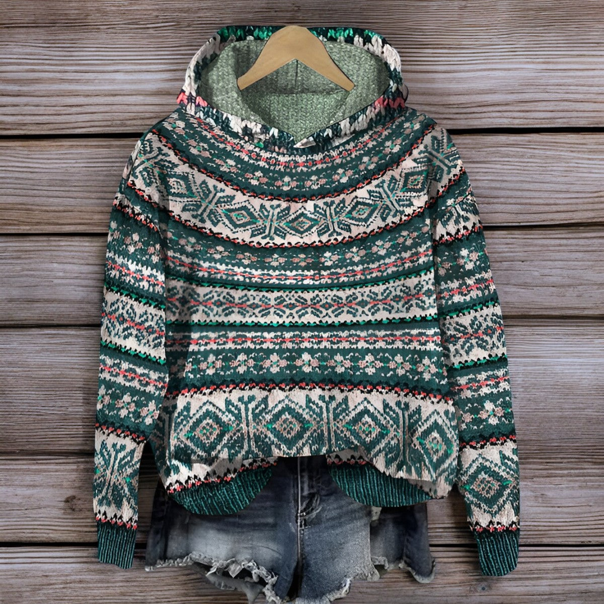 ModeGeist | Isländischer Gestrickter Kapuzenpullover für Den Winter