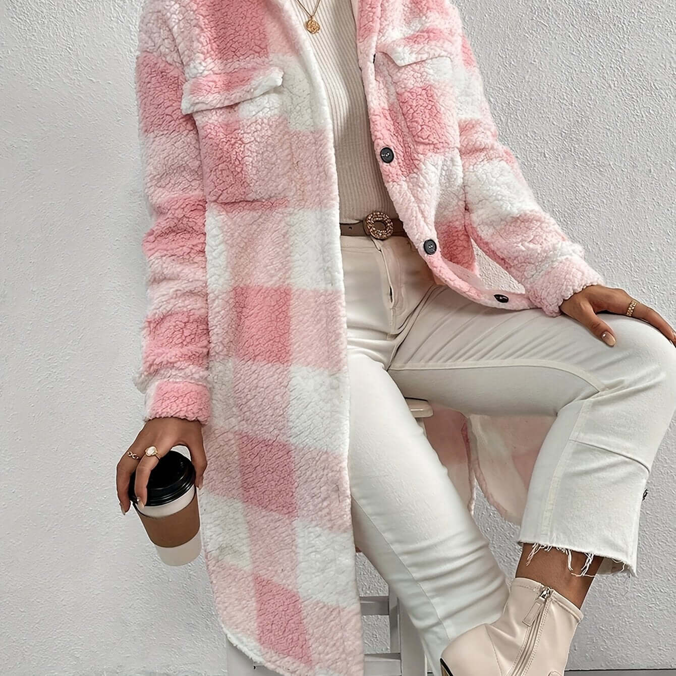 ModeGeist | Damen Karierter Langarmmantel