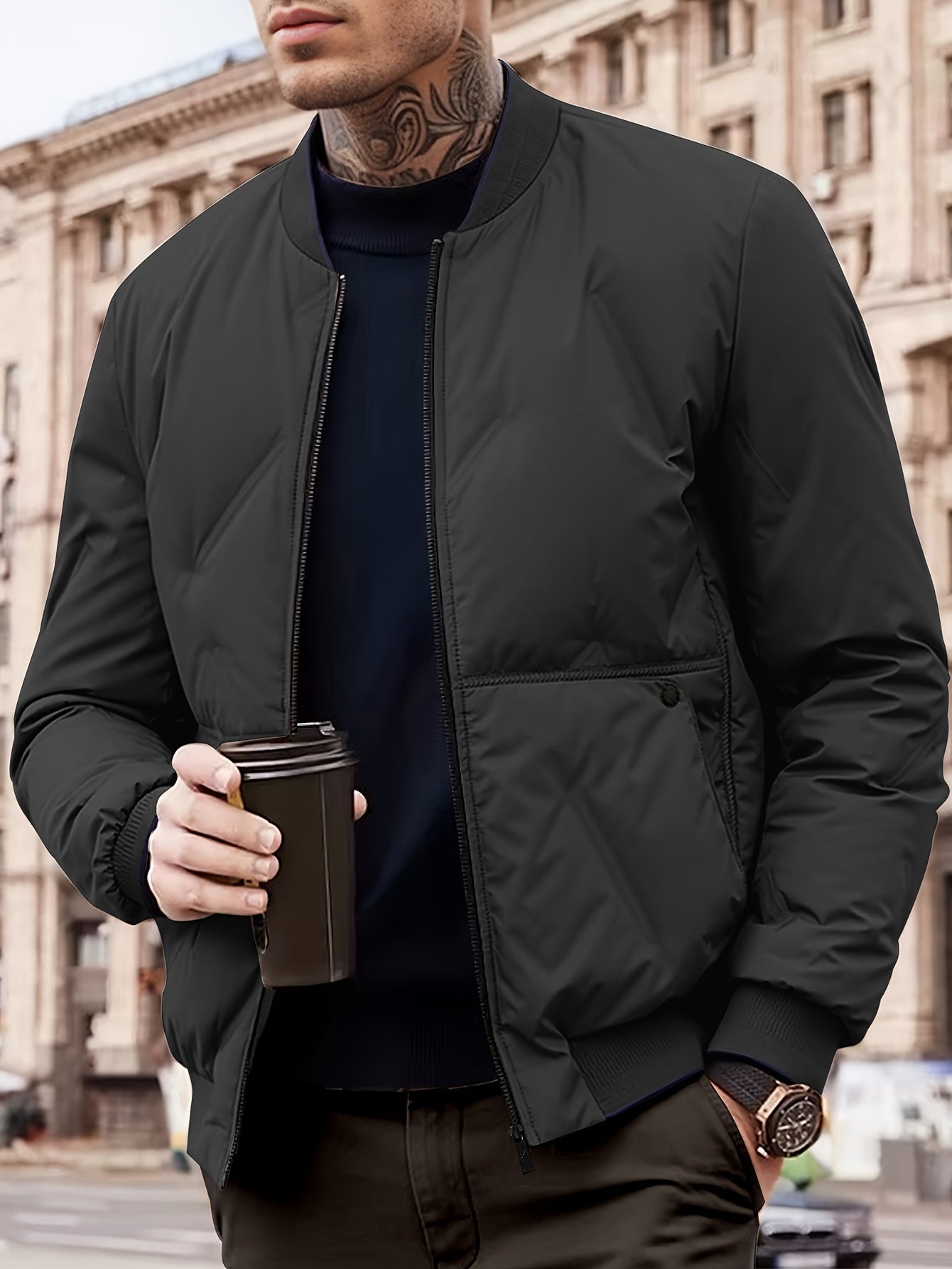 ModeGeist | Moderne Bomberjacke Polyester Stil und Komfort