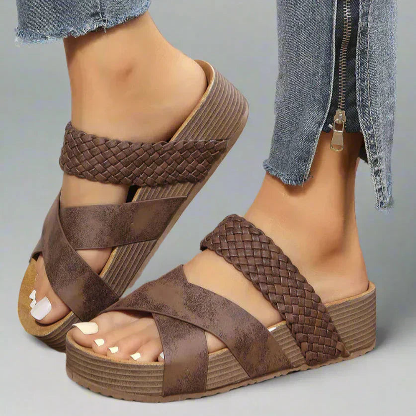 MODEGEIST Damen Komfort-Sandalen Gepolstert Grau Verstellbar