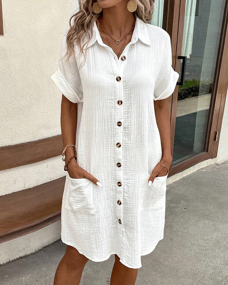 MODEGEIST Damen Sommerkleid entspannte Passform leichter Stoff