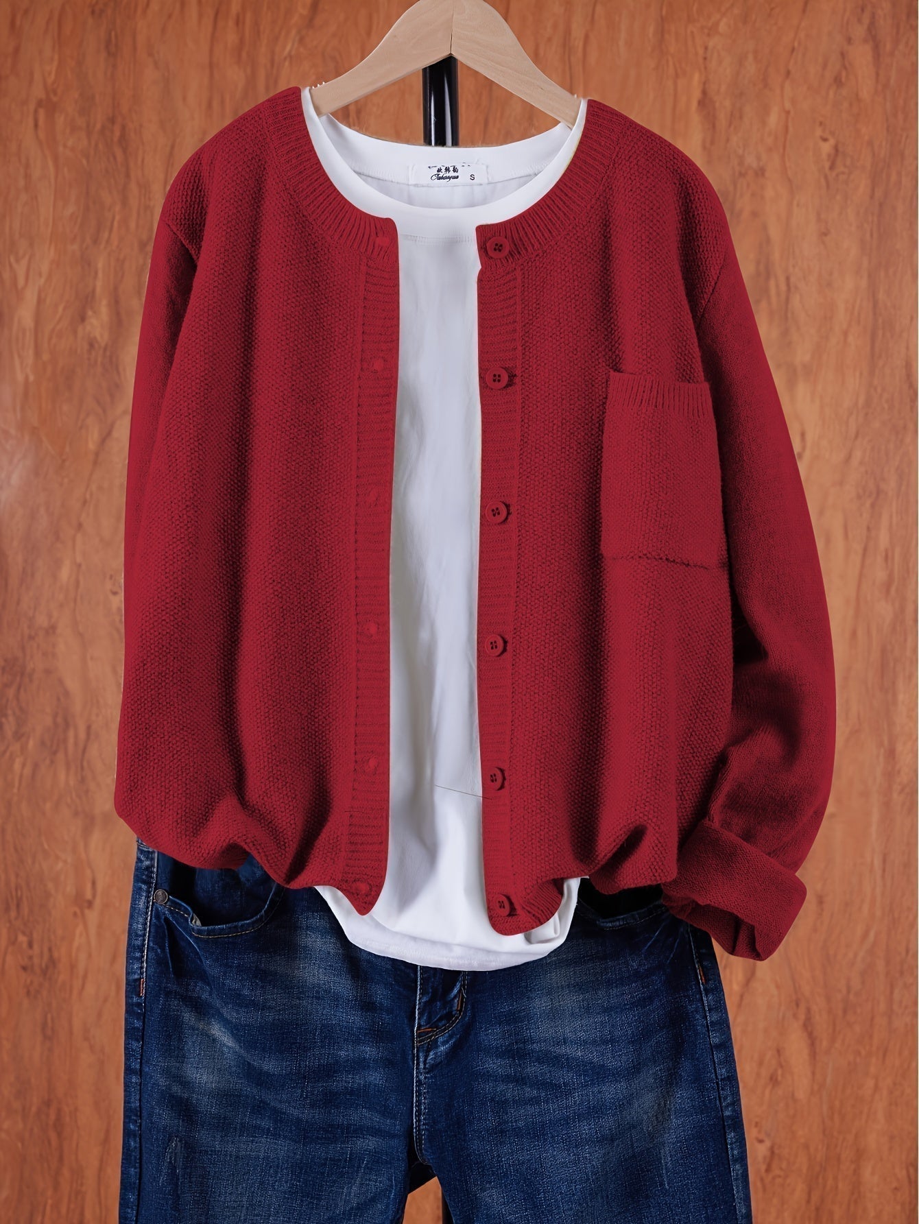 Damen Strickjacke mit aufgesetzter Tasche