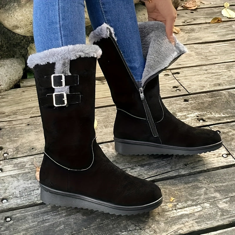 ModeGeist | Verstärkte Samt Mittelrohr Schnee Stiefel