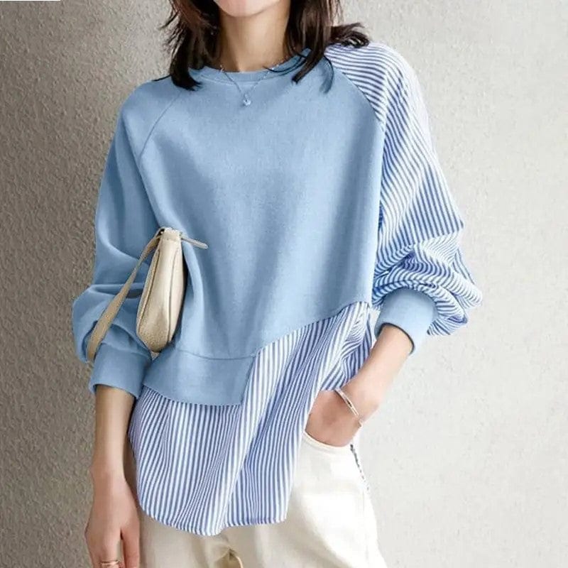 Fudus gestreifte Kapuzenpullover mit Patchwork