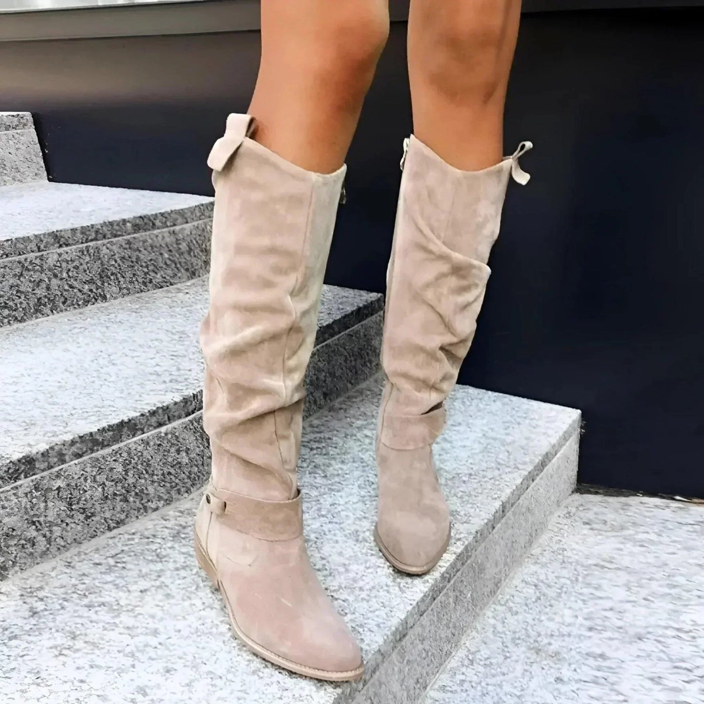 MODEGEIST Damen Ankle-Boots Blockabsatz Klassisch Vielseitig Braun Schwarz