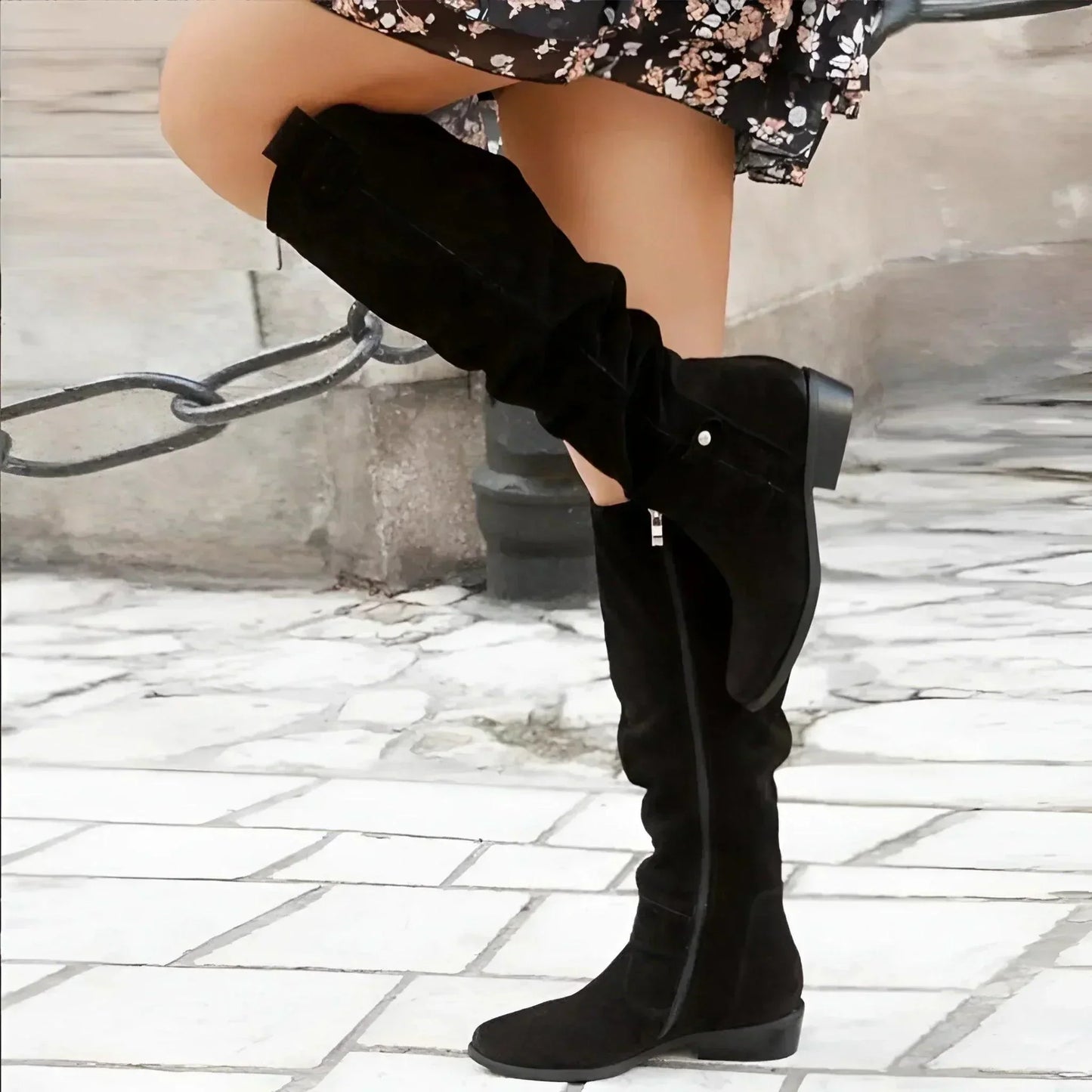 MODEGEIST Damen Ankle-Boots Blockabsatz Klassisch Vielseitig Braun Schwarz
