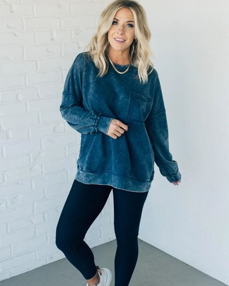 BIRGIT Oversized Pullover in Used Look
