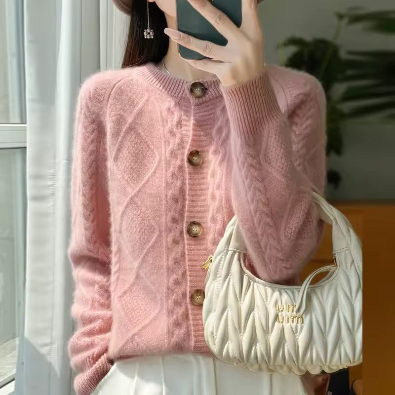 Gestrickte Jacke Katrin mit Knöpfen