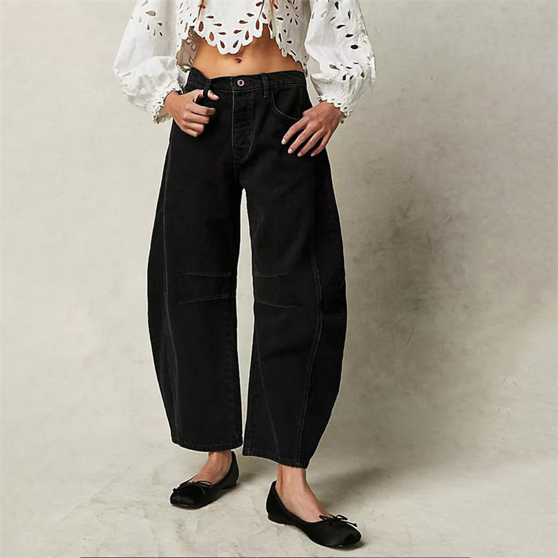MODEGEIST Damen Barrel-Leg Jeans High-Waist Hellblau