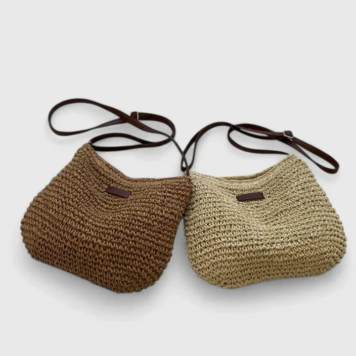 MODEGEIST Damen Schultertasche Naturmaterial Beige Vielseitig