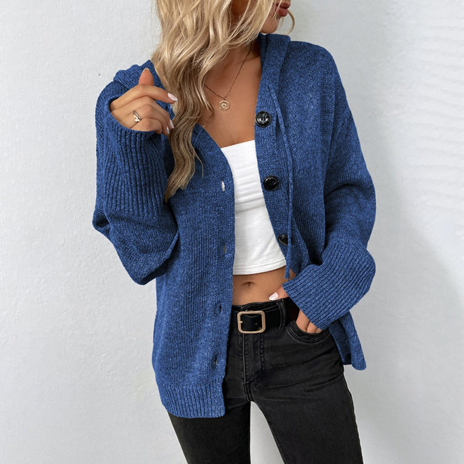Bequemer Damen-Kapuzenpullover in Blau von Fudus