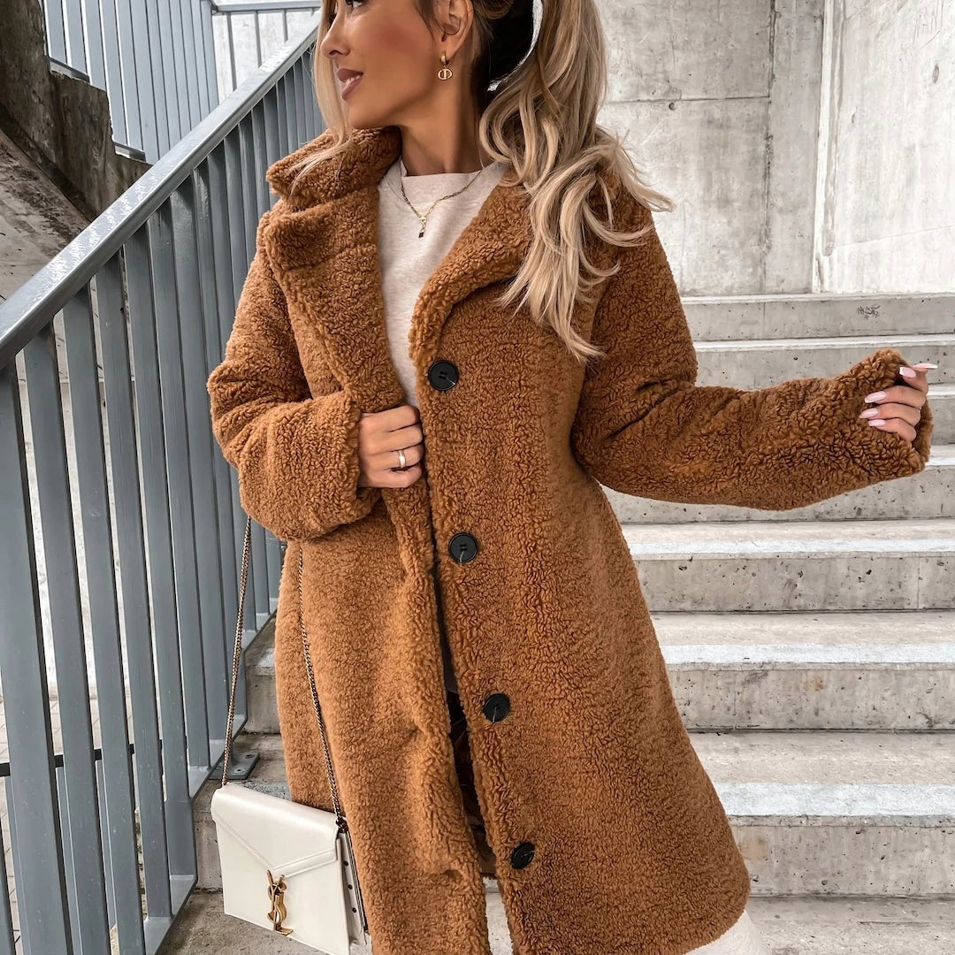ModeGeist | Damen Winter Teddy Mantel Lang
