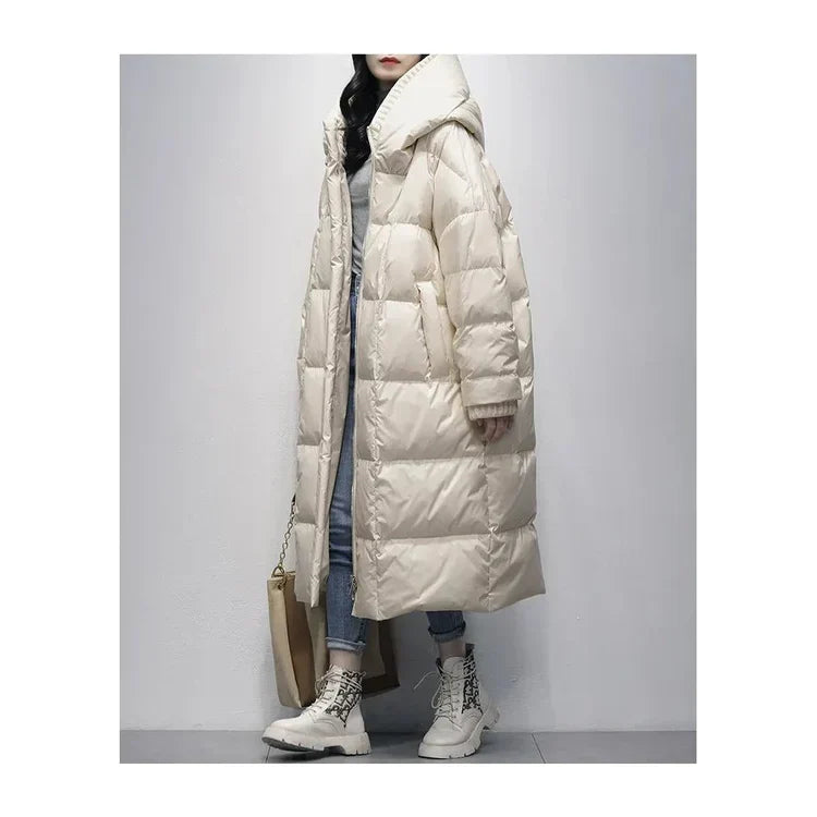 ModeGeist | Lange Pufferjacke mit Daunenumhang