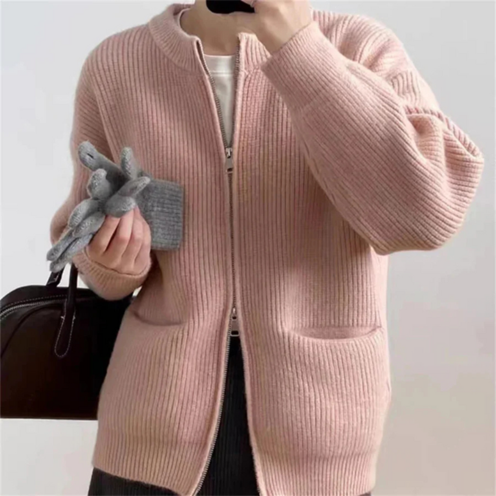 ModeGeist | Reißverschluss-Cardigan für Damen in Übergröße Komfort