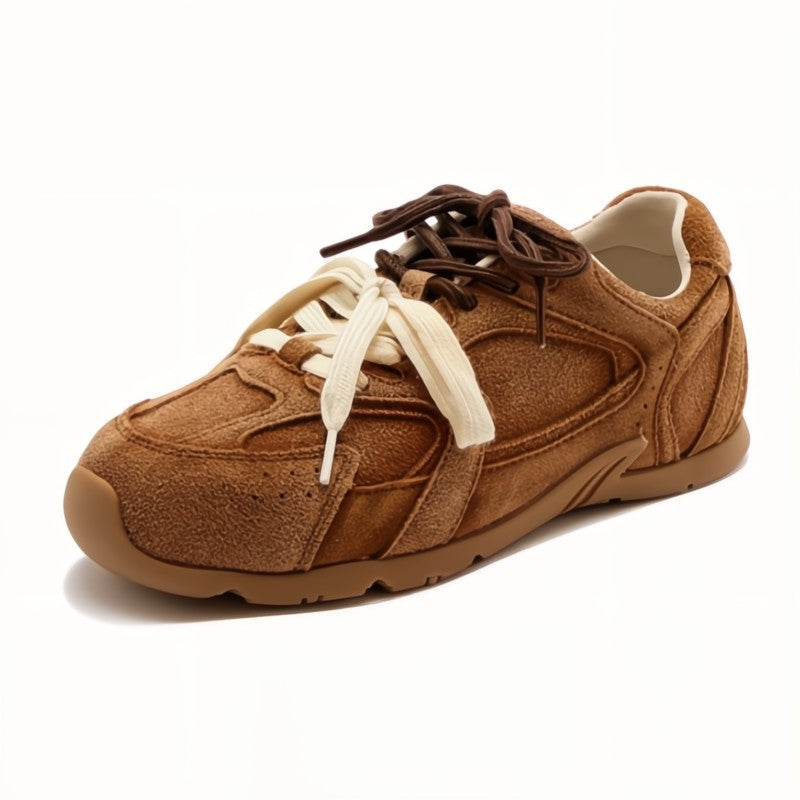 MODEGEIST Damen Sneakers Wildleder-Optik Doppelschnürung