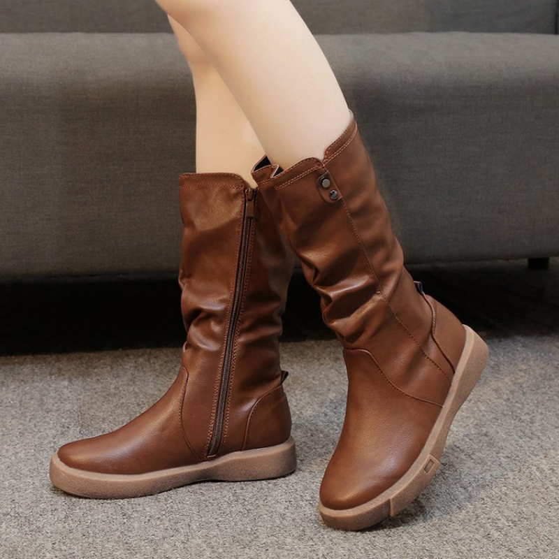 MODEGEIST Damen Stiefel Wasserdicht Veganes Kunstleder Reißverschluss