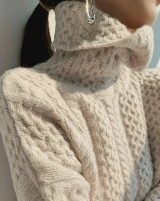 ModeGeist | Chunky Strickpullover mit Rollkragen Weich und Warm Zeitloses Design