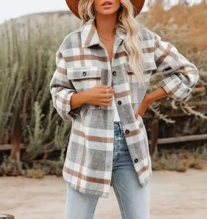 Damen-Overshirt Gracelyn im rustikalen Karomuster