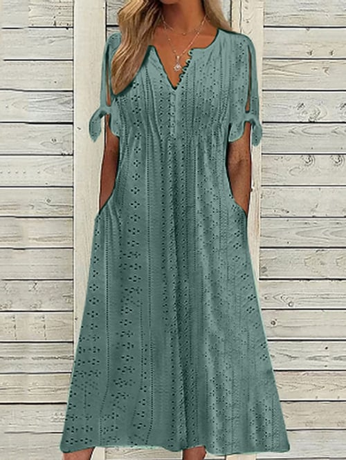 MODEGEIST Women's Solid Color Lace Resort Dress