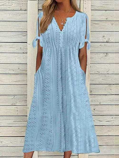 MODEGEIST Women's Solid Color Lace Resort Dress