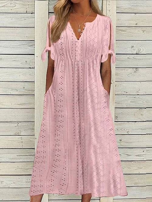 MODEGEIST Women's Solid Color Lace Resort Dress